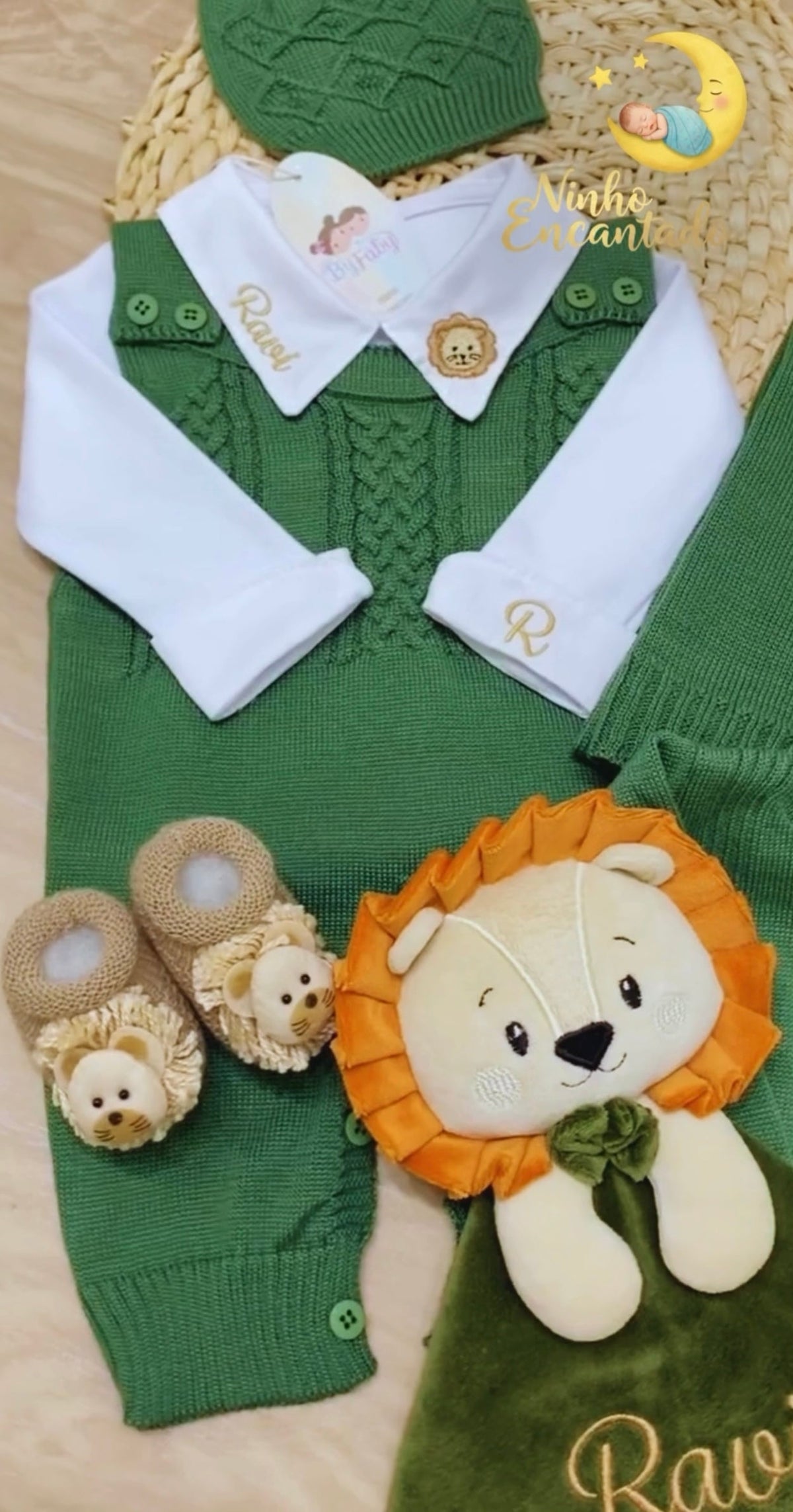 Kit Saída Maternidade Personalizável Verde folha Completa - Personalize Com o Nome do Seu Príncipe