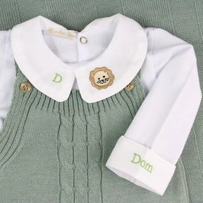 Saída De Maternidade Masculina Bebê Tricô Caio 7 peças - ACOMPANHA BODY PERSONALIZADO                                                                        Verde Maré