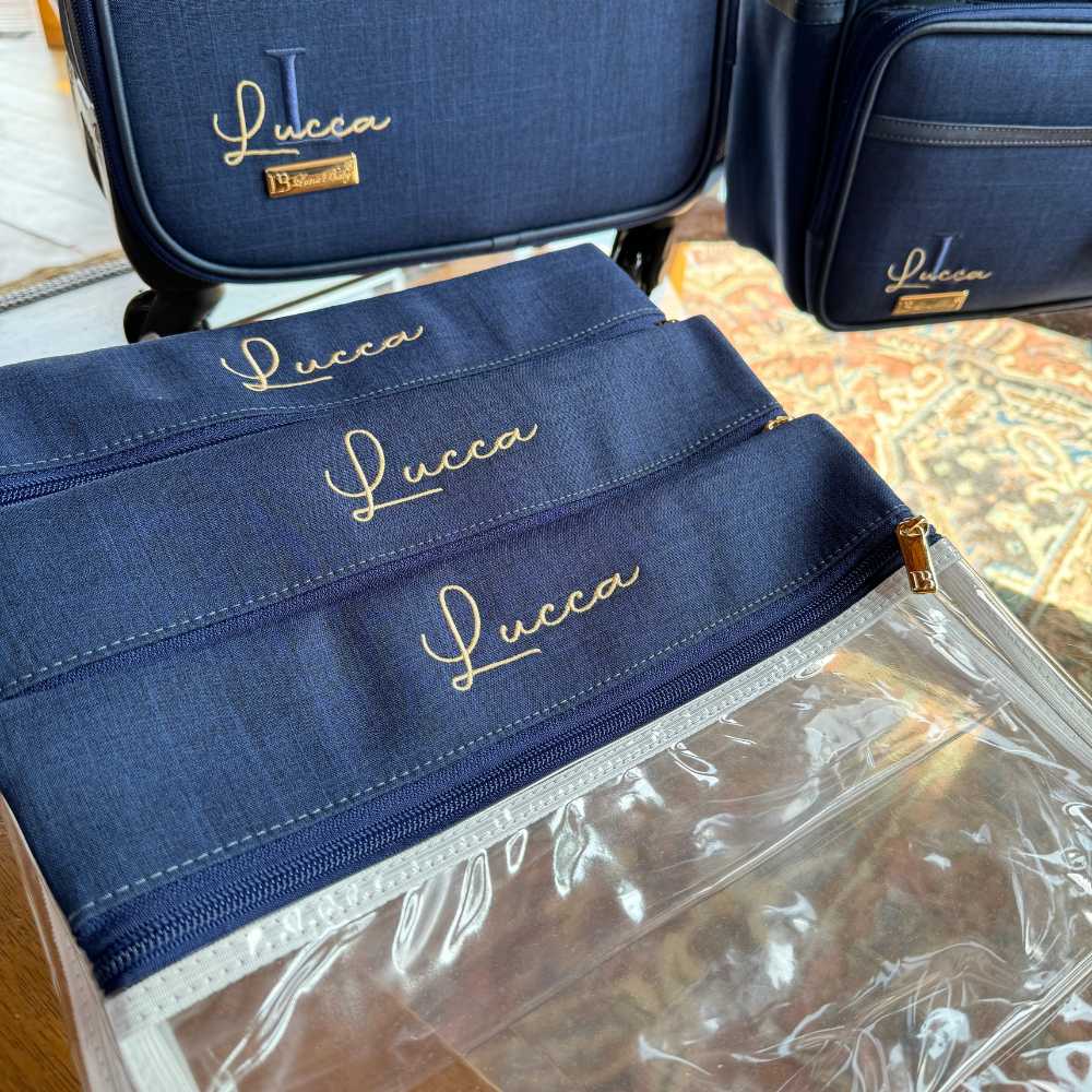 Kit Saquinhos Maternidade Linho Azul Marinho