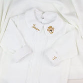 Saída De Maternidade Masculina Bebê Tricô 7 Peças Londres - ACOMPANHA BODY PERSONALIZADO                                                                        Branco