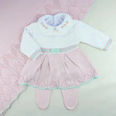 Saída De Maternidade Feminina Bebê Tricô Gabriele 7 peças - ACOMPANHA BODY BORDADO                                                                        Rosa Pupurri