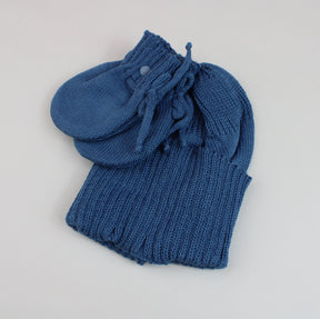 Saída De Maternidade Masculina Bebê Tricô Caio 7 Peças - ACOMPANHA BODY PERSONALIZADO À MÃO                                                                        Azul Jeans